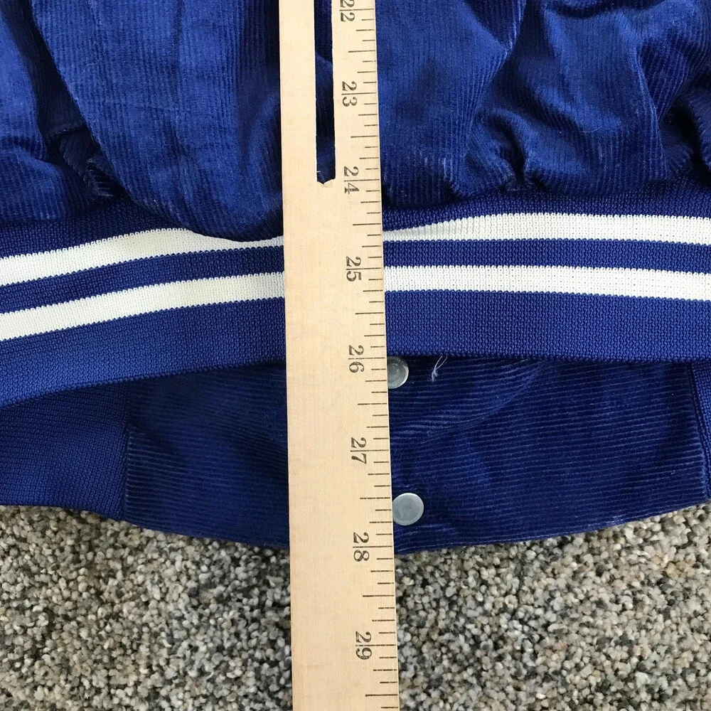 Vintage Hartwell Varsity Jacket Mens XL Royal Blue Corduroy White Striped Snaps
